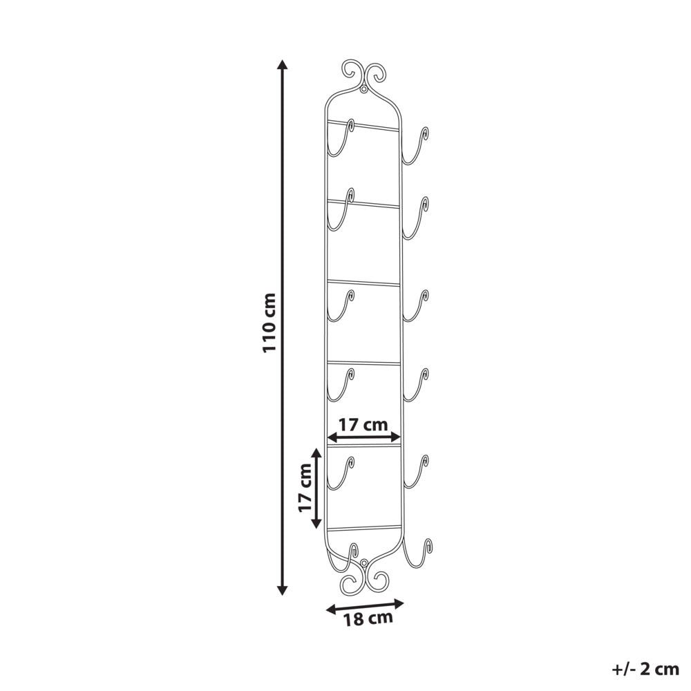 Scaffale da parete per 6 bottiglie di vino in metallo per bottiglie nero stile moderno