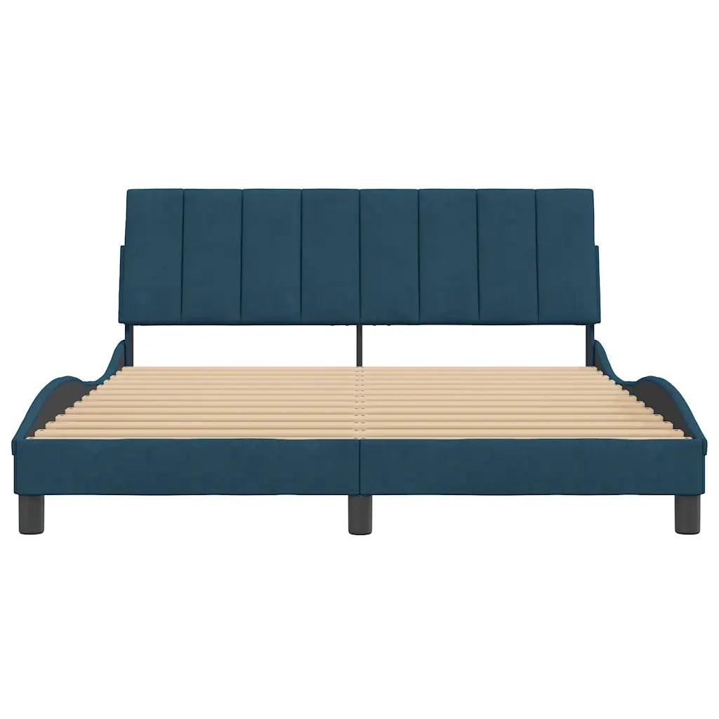 Giroletto senza Materasso-Struttura Letto Hanko Blu 160x200 cm in Velluto