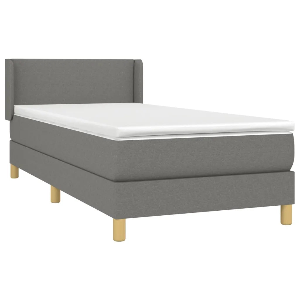 Giroletto a Molle con Materasso-Struttura Letto Grigio Scuro 80x200 cm Tessuto 614276