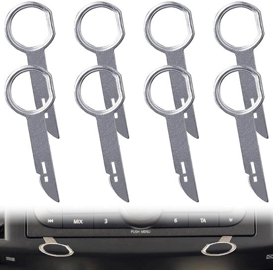 Set di rimozione autoradio 8 pezzi, chiave di accesso per autoradio, chiave di accesso per radio, chiave di rimozione auto in acciaio inox, per la maggior parte dei modelli di auto