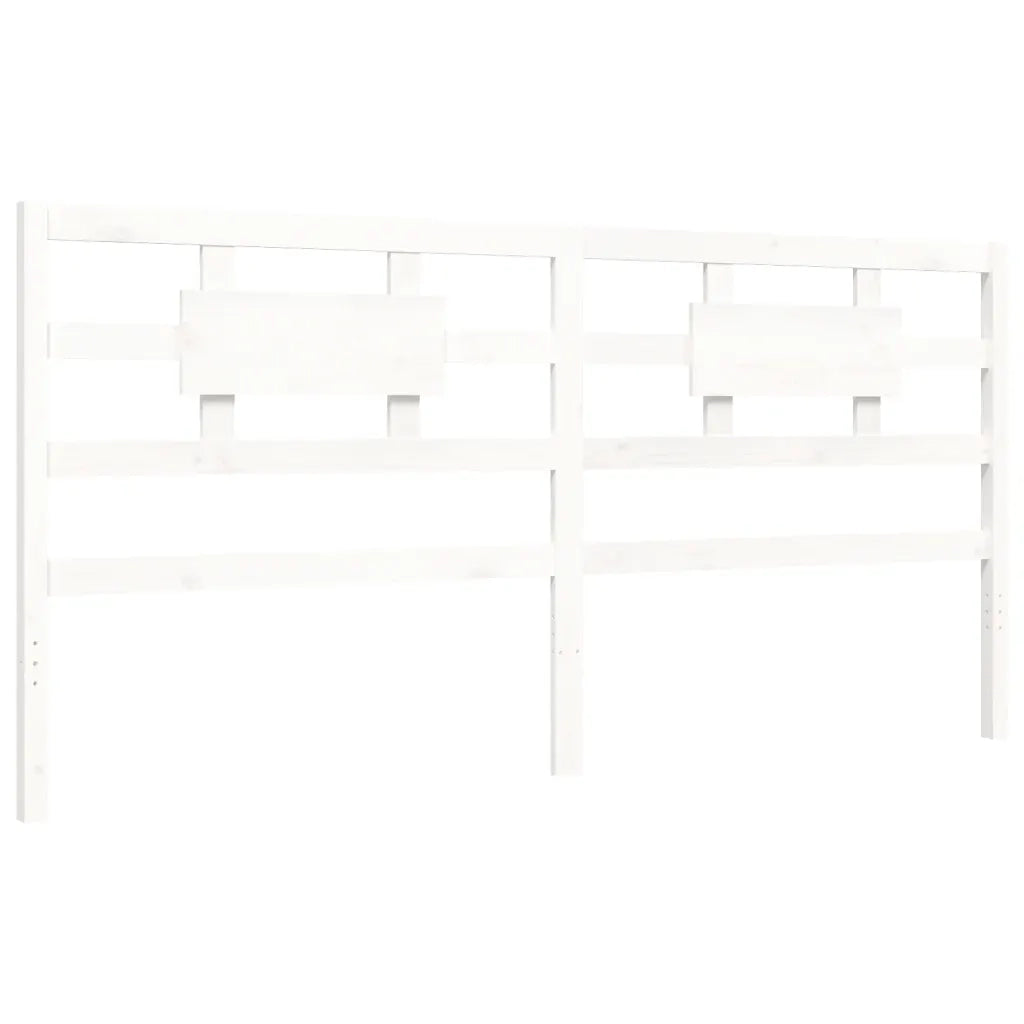 Giroletto con Testiera-Struttura Letto con testiera Bianco 200x200 cm in Legno Massello 898930