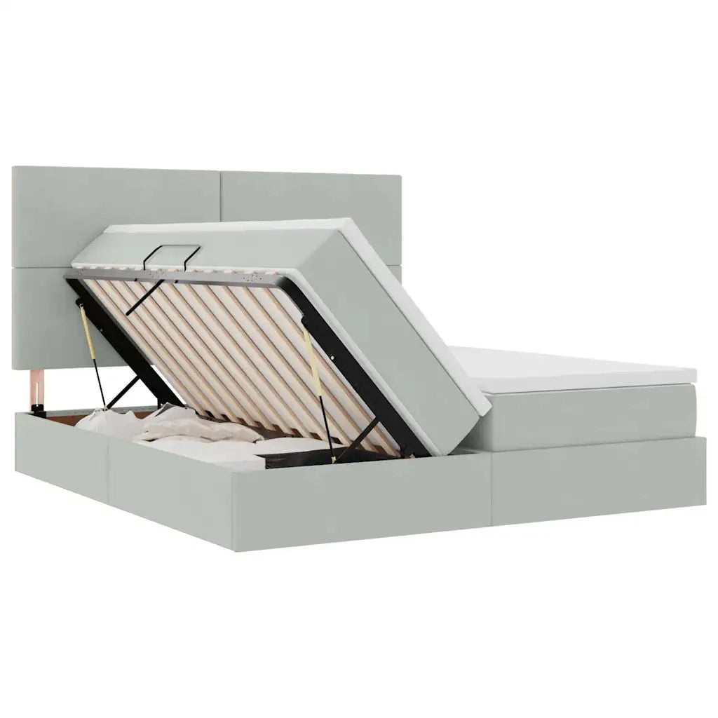 Letto con strisce LED Grigio chiaro 180 x 200 cm Velluto 3372869