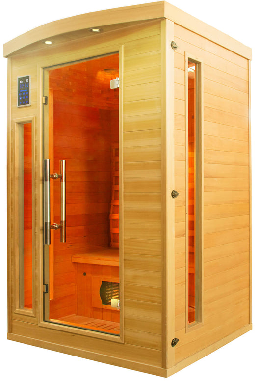 Sauna Finlandese ad Infrarossi 2 Posti 120x123 cm H190 in Legno di Abete Apollon 2