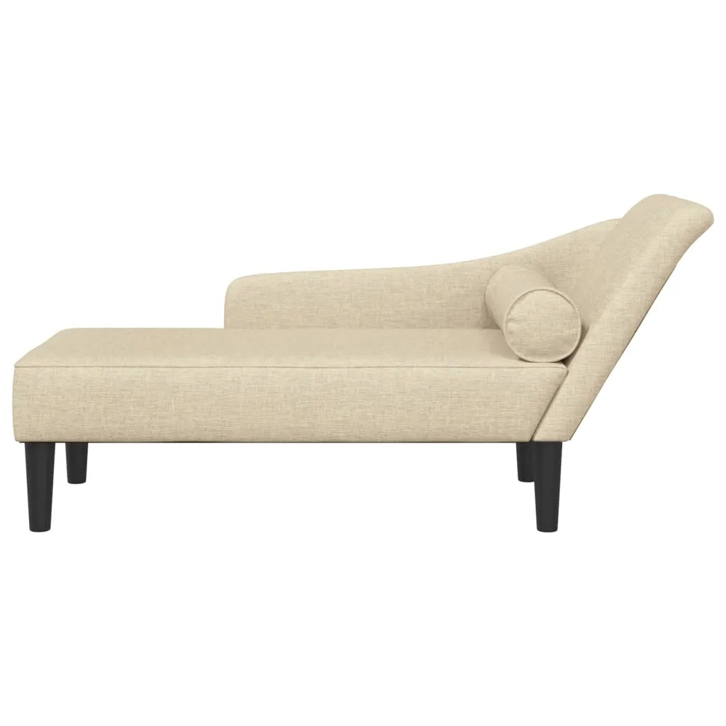 Chaise Longue con Cuscini Crema in Tessuto CFW8179907