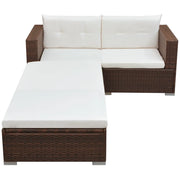 Set Divani da Giardino 3 pz con Cuscini in Polyrattan Marrone 42747