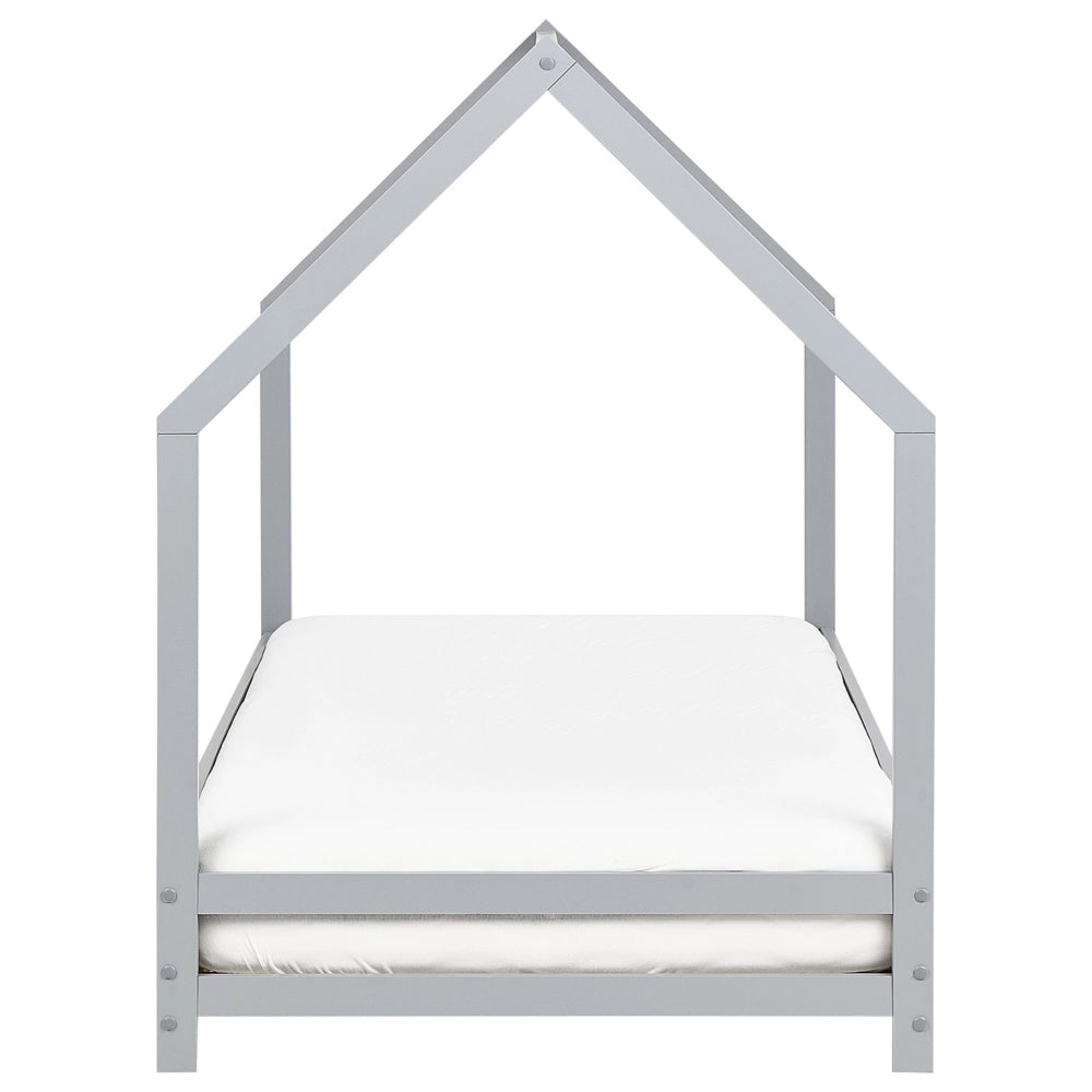 Letto per bambini con baldacchino e rete in legno di pino grigio 90 x 200 cm cemeretta