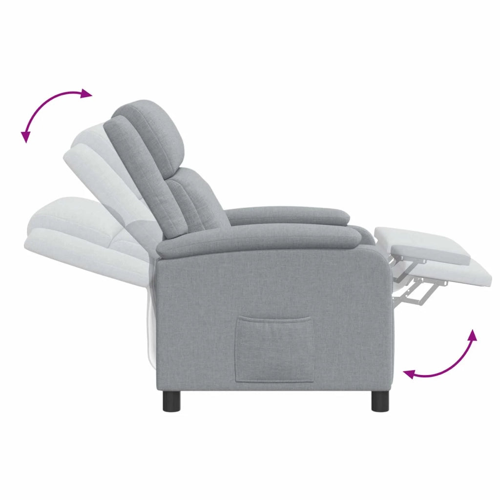 Divano Sedia-Poltrona reclinabile Grigio Chiaro Tessuto 258670