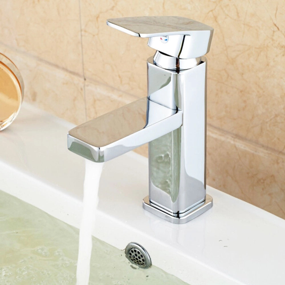 Trade Shop - Rubinetto Lavabo Bagno Moderno Miscelatore Lavandino Monocomando Ottone Cromato -