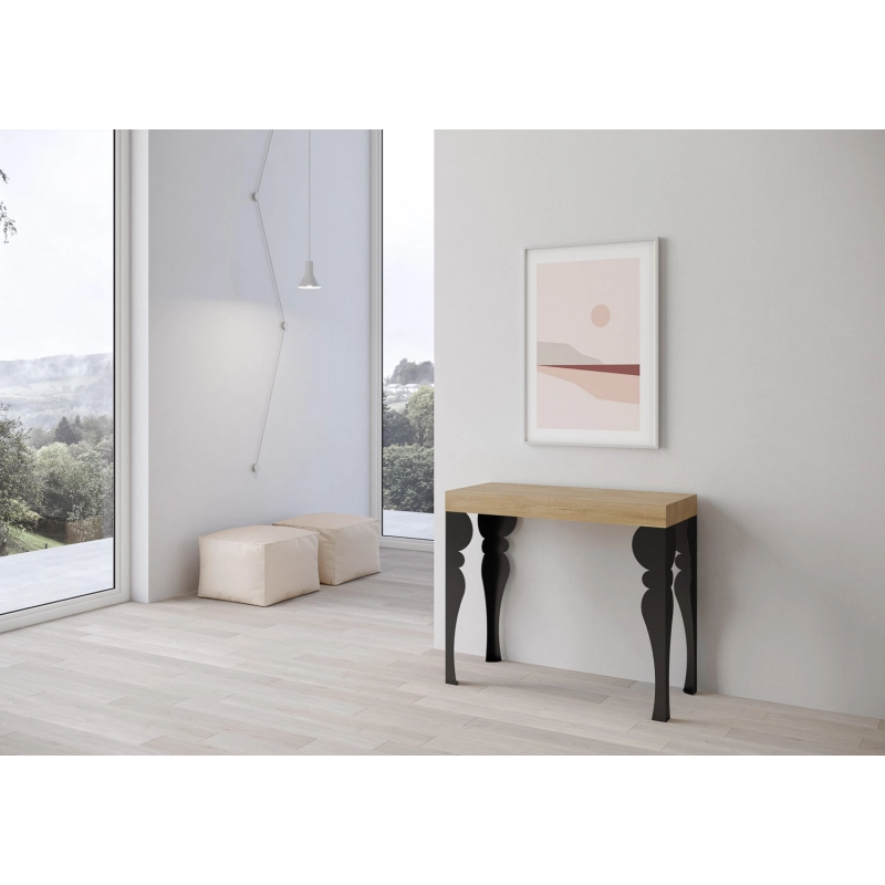 Consolle allungabile 90x40/300 cm Paxon Premium telaio Antracite - Quercia Natura