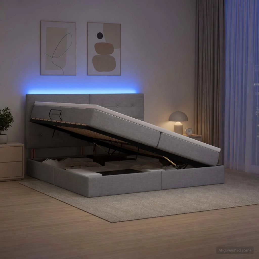 Letto con contenitore LED e materasso Grigio Chiaro 3459966
