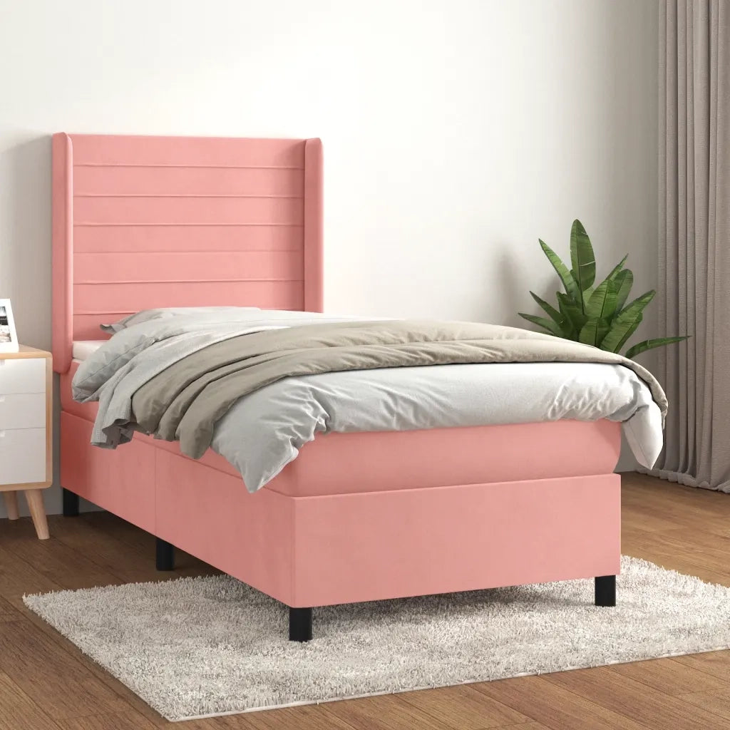 Giroletto a Molle con Materasso Rosa 80x200 cm in Velluto cod mxl 78557