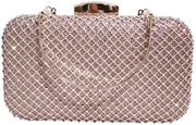 Borsa da sera con pietre strass, cinturino con diamanti, borsa lucida, borsa da sposa, borsa a tracolla con catena, piccola borsa, borsa elegante e lussuosa a tracolla, champagne