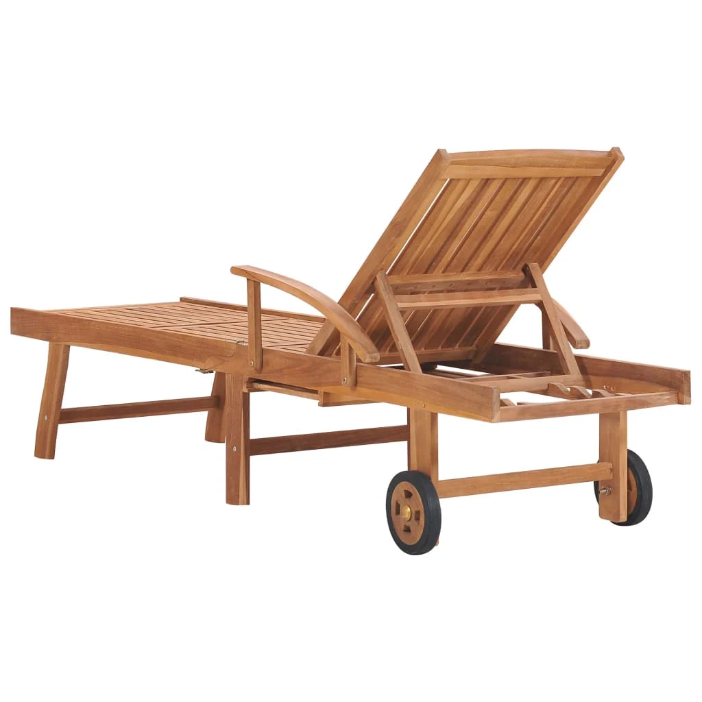 Set di 2 lettini prendisole sedie a sdraio lettini prendisole aiuole da giardino mobili da giardino con cuscini rossi legno massello di teak 02_0012035