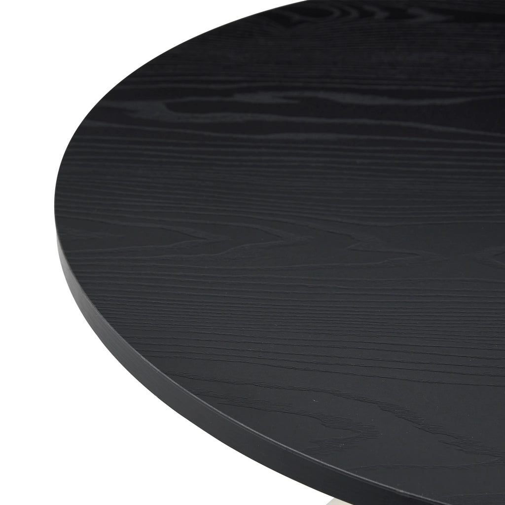 Tavolino basso set di 2 con piano in melaminico effetto legno nero e base in acciaio, per soggiorno, nero