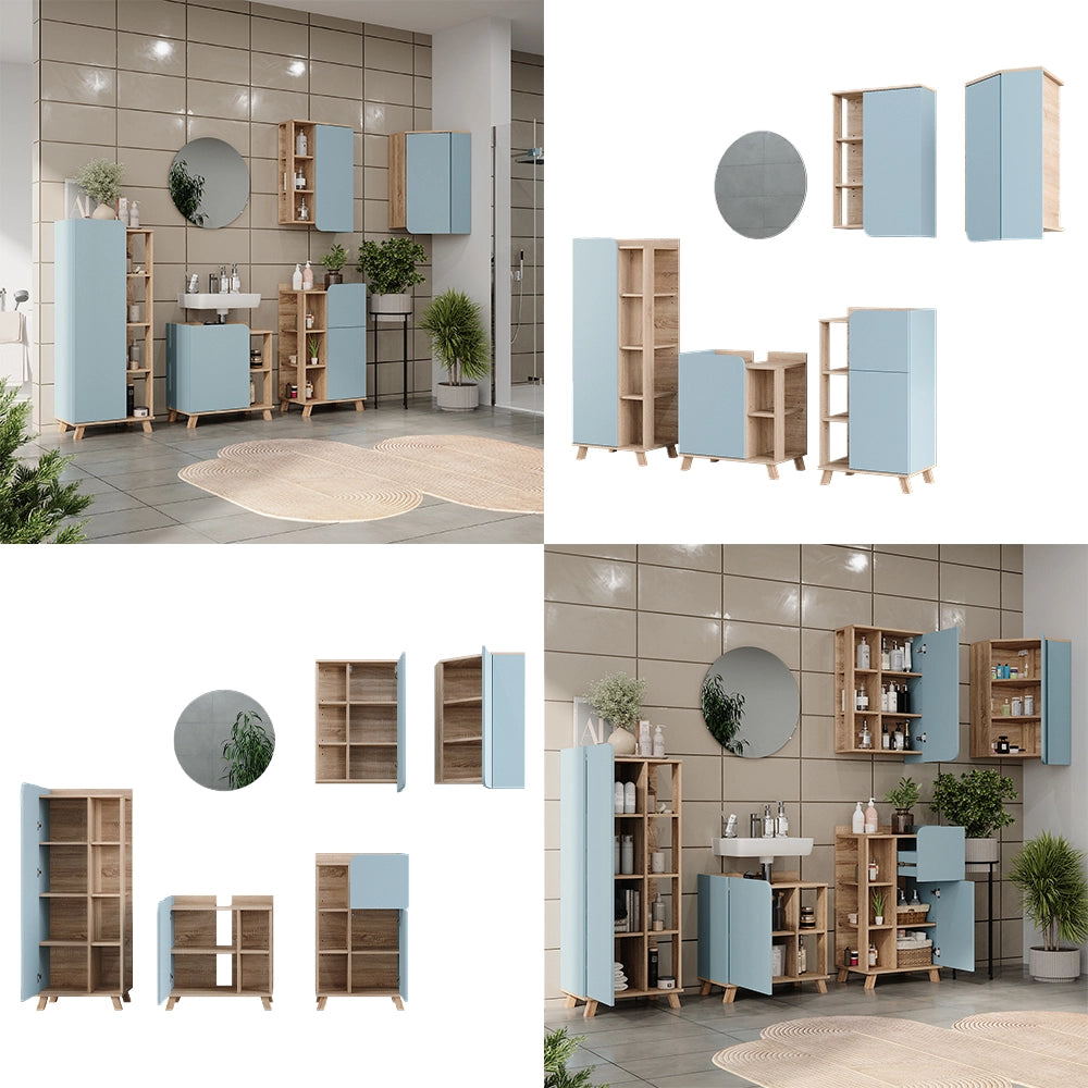 Vicco Set di mobili da bagno Grigio-blu 5 parti