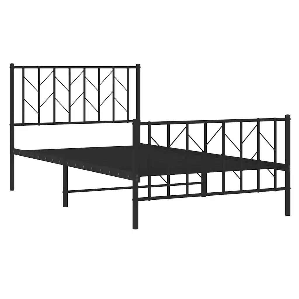 Giroletto con Testiera e Pediera Metallo Nero 100x200 cm 374450