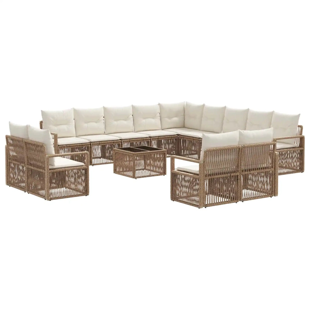 Set Divano da Giardino 14 pcs Beige polyrattan 3435897