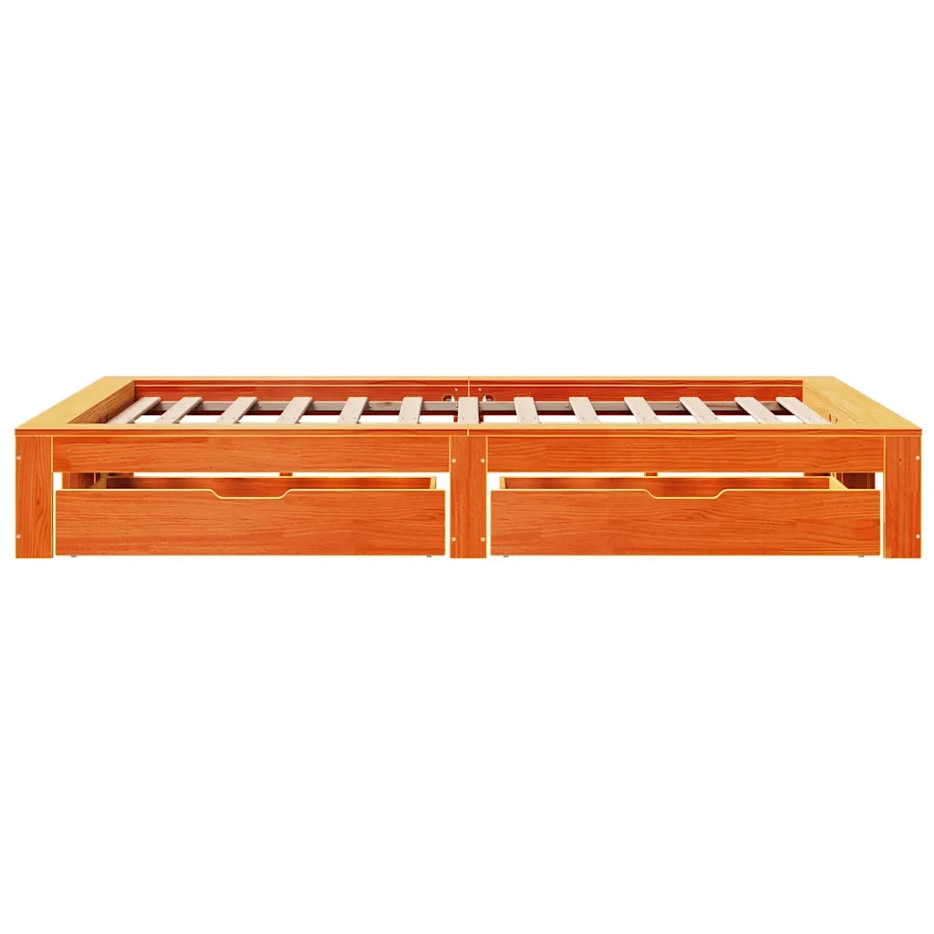 Giroletto senza Materasso Marrone Cera 135x190 cm Legno di Pino 3309016