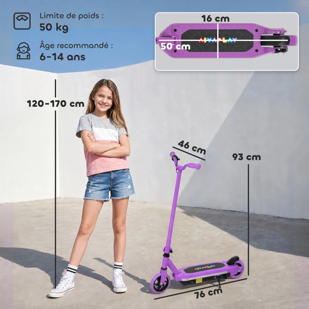Monopattino Elettrico per Bambini ¨C zephmum ¨C Viola, 6-14 Anni, 10 km/h, Luci LED