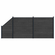 Pannello di Recinzione 3 pcs WPC e Alluminio Nero