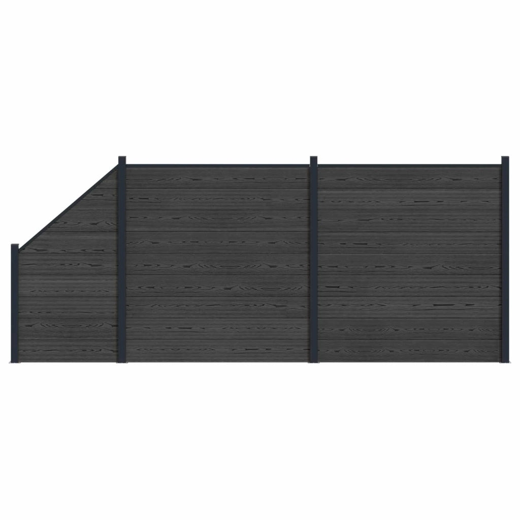 Pannello di Recinzione 3 pcs WPC e Alluminio Nero