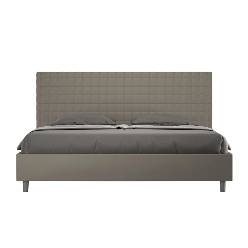 BS COM Letto matrimoniale king size con rete imbottito 200x200 similpelle cappuccino