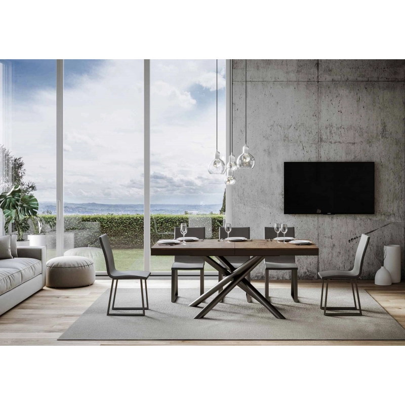 Tavolo allungabile 90x160/420 cm Famas Evolution telaio Antracite - Noce
