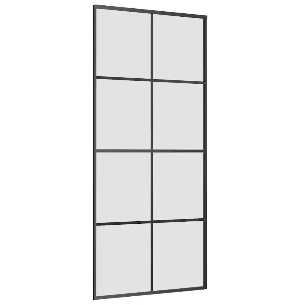 Porta Scorrevole con Ferramenta Nera 90x205 cm in Vetro ESG