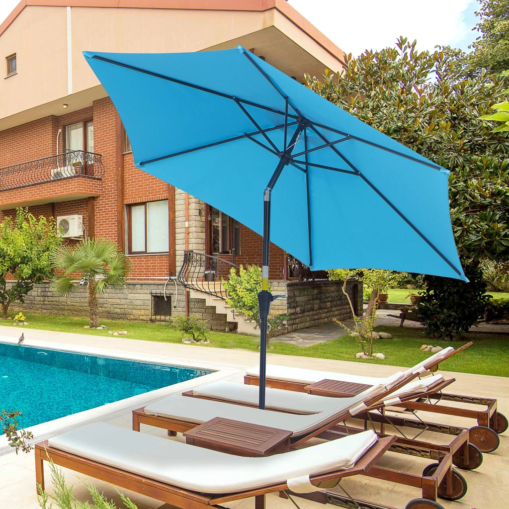 Ombrellone da Giardino ¨C zephmum ¨C Azzurro, Aluminio, ?260x235 cm