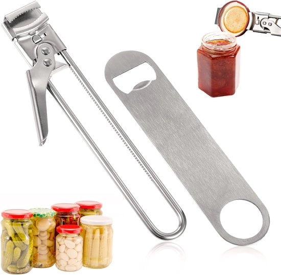 2 pezzi di apribottiglie, apribottiglie, acciaio inossidabile, apribottiglie, apribottiglie adattabili a viti, apribottiglie per anziani con presa antiscivolo, apribottiglie a libro, apribottiglie di sicurezza per diverse bottiglie