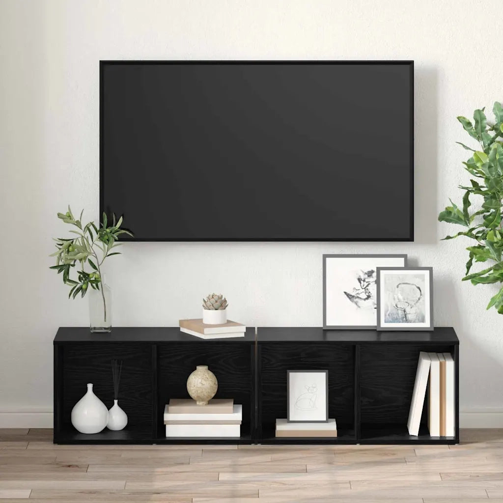 Set mobile TV 2 pz Rovere Nero Legno ingegnerizzato 3393520