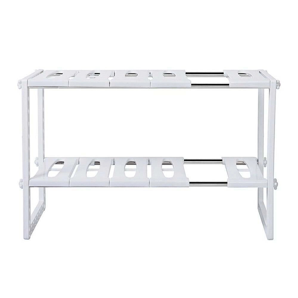 Scaffale sotto lavabo cucina 2 ripiani salvaspazio regolabile 38x26x50-70cm 5818
