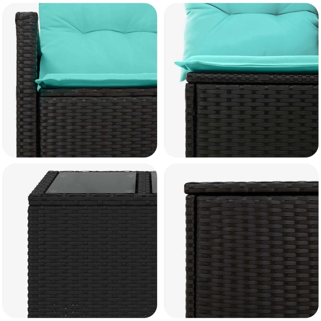 Set di divani 6 pz Nero e Blu Rattan sintetico e Acciaio 3447228