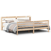 Letto matrimoniale | Letto per adulti | Giroletto con Testiera 200x200 cm in Legno Massello di Pino