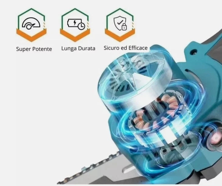 MOTOSEGA Elettrica Ricaricabile con Lama da 6” Doppia Batteria 48V Giardinaggio