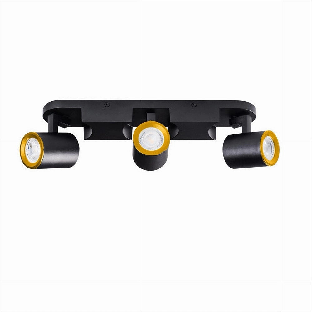 Trade Shop - Applique 3 Diffusori Orientabile Soffitto Parete Lampada Gu10 Bianco Nero Th8803 - Nero