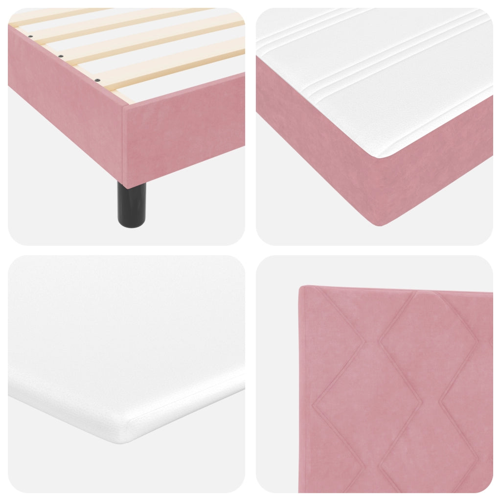 Letto Box Spring  con Materasso Rosa 160x200 cm Velluto