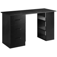 Scrivania Moderna in Legno con 3 Cassetti e 3 Ripiani per Camera e Ufficio, 120x49x72cm, Nero