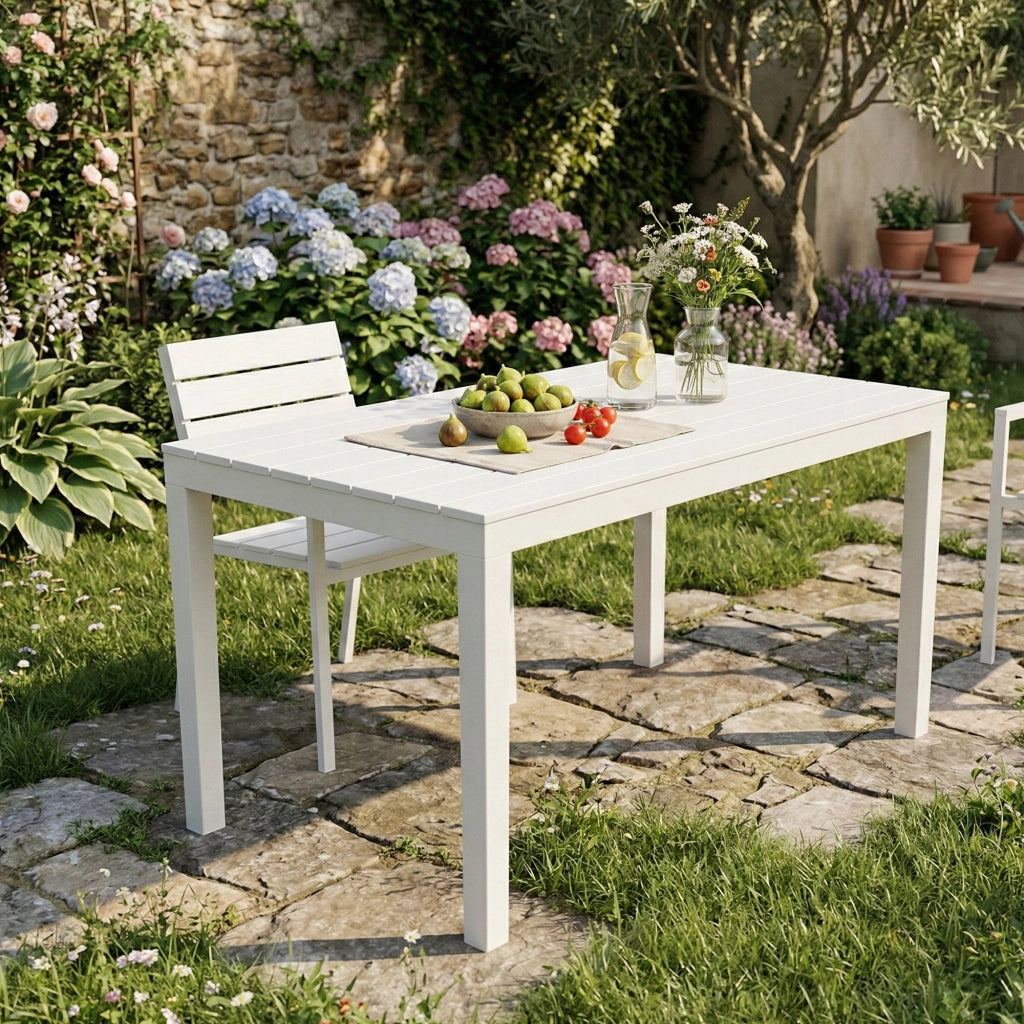 Asar, Tavolo da Esterno 10 Posti Made in Italy, 138x80x72h cm Bianco