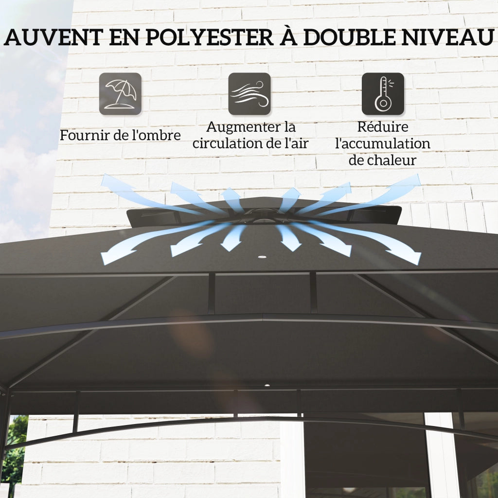 Tonnelle da giardino con barbecue ¨C zephmum ¨C grigio scuro 240x150x257 cm