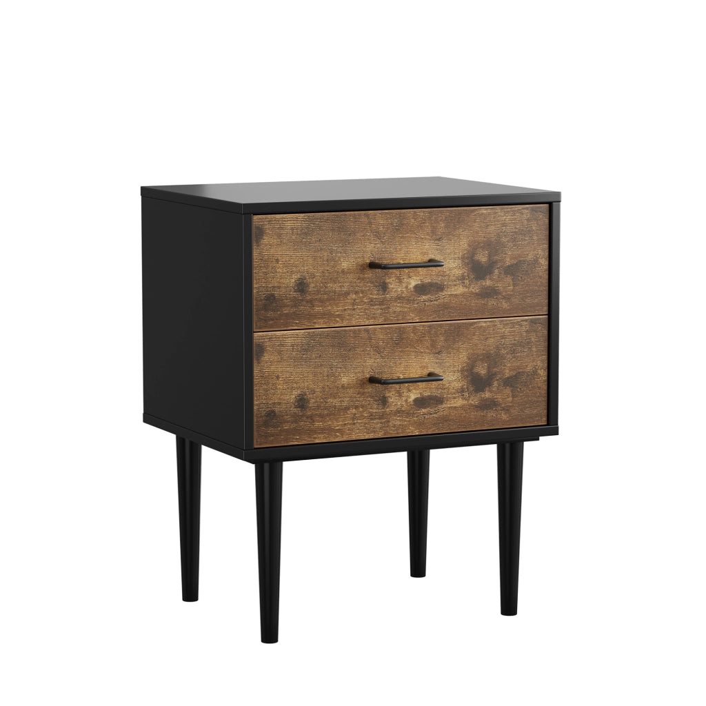 Comodino con 2 cassetti, marrone antico, 51 x 38 x 66 cm
