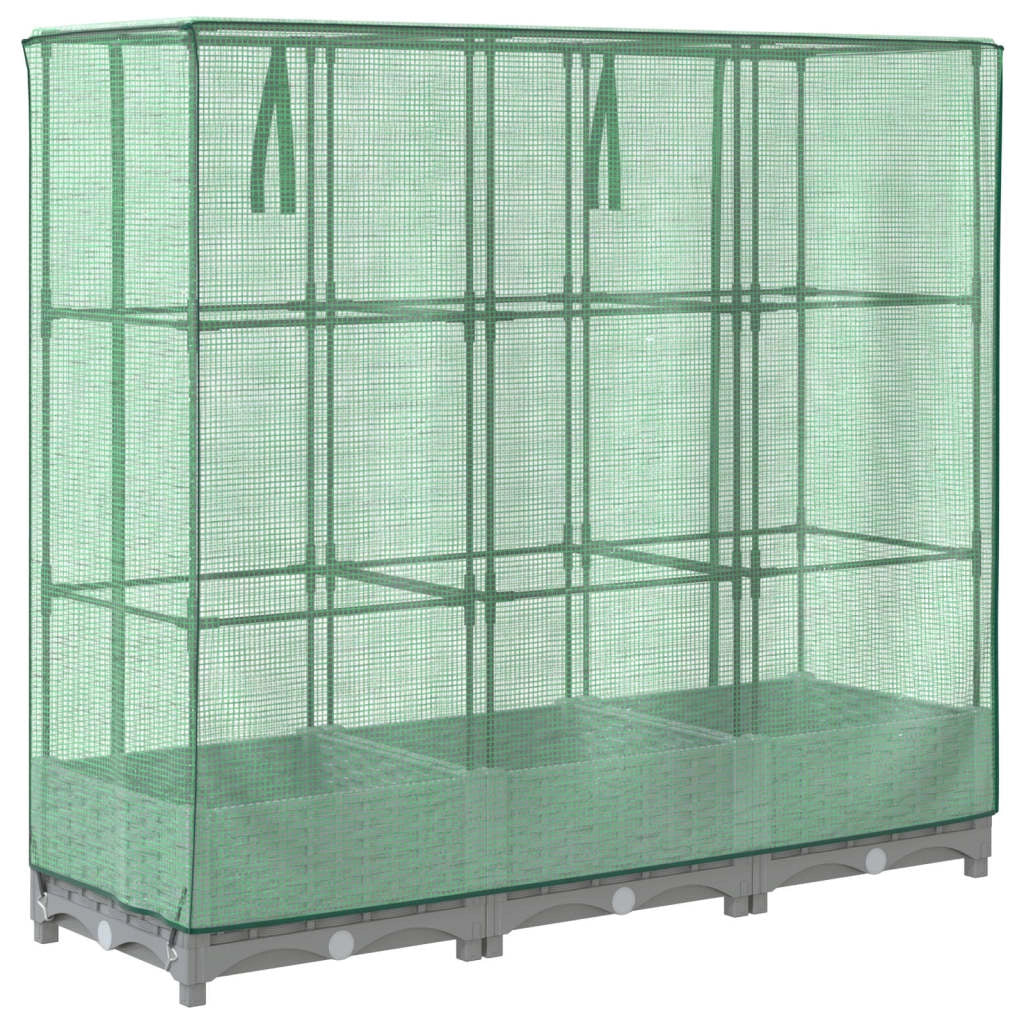 Aiuola rialzata/fioriera con copertura effetto rattan 120 x 40 x 123 cm grigio chiaro 02_0038736