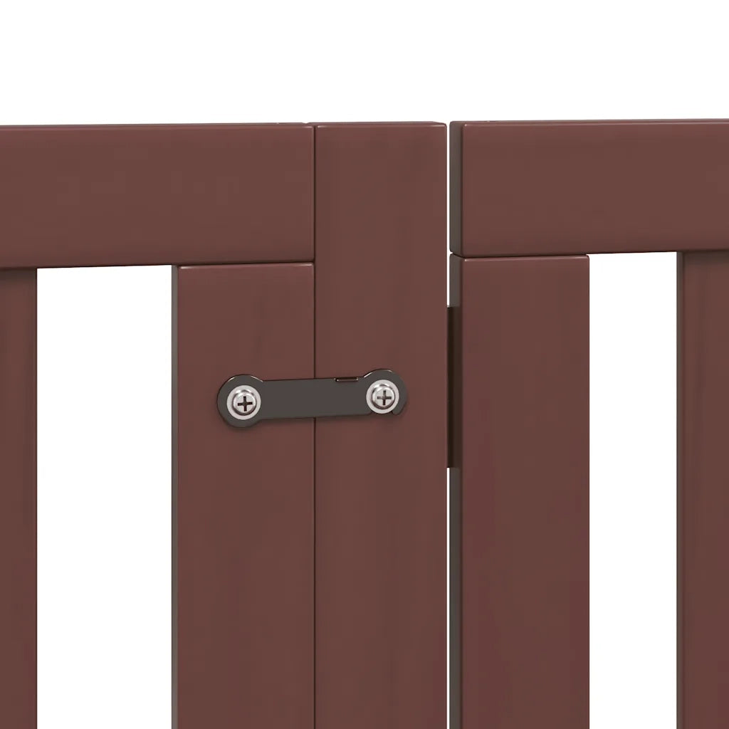 Cancello Cani Porta Pieghevole Marrone 9 Pannelli 450cm Pioppo CFW1883563
