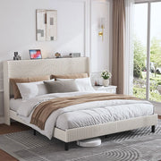 Letto Contenitore Imbottito 180x200cm - Xylo - Testiera Tessuto con Design Bordi Arrotondati
