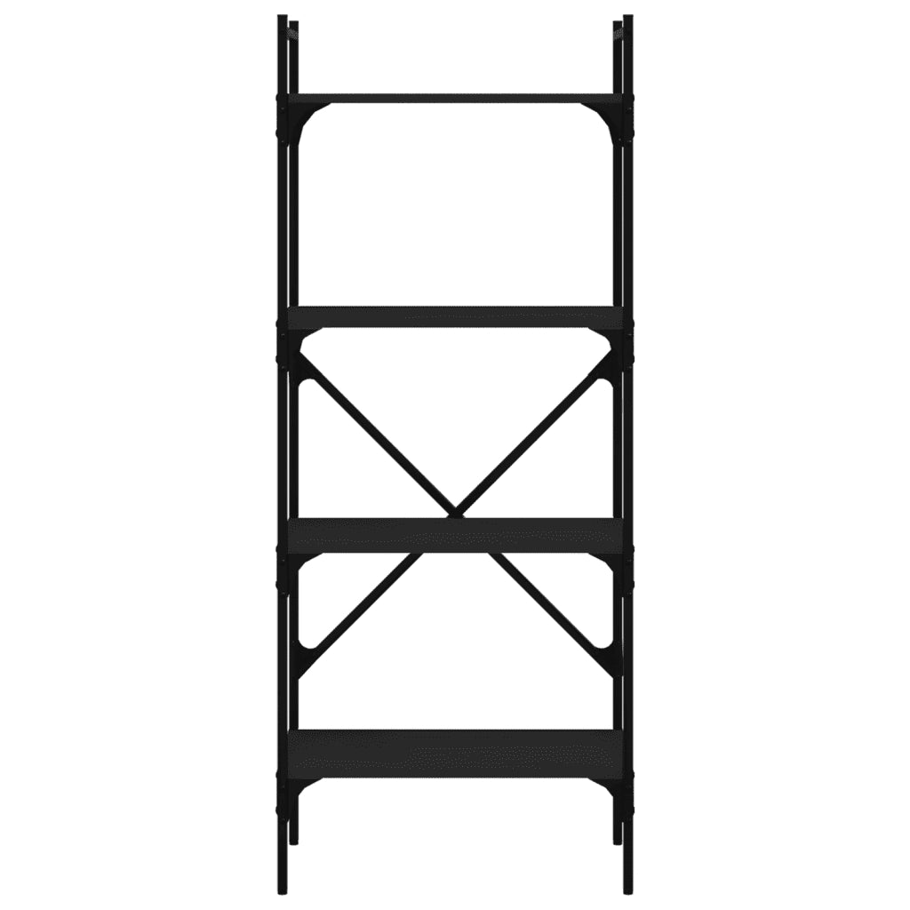 Libreria 4 Ripiani Nera 56x31,5x138,5 cm Legno Multistrato 833338
