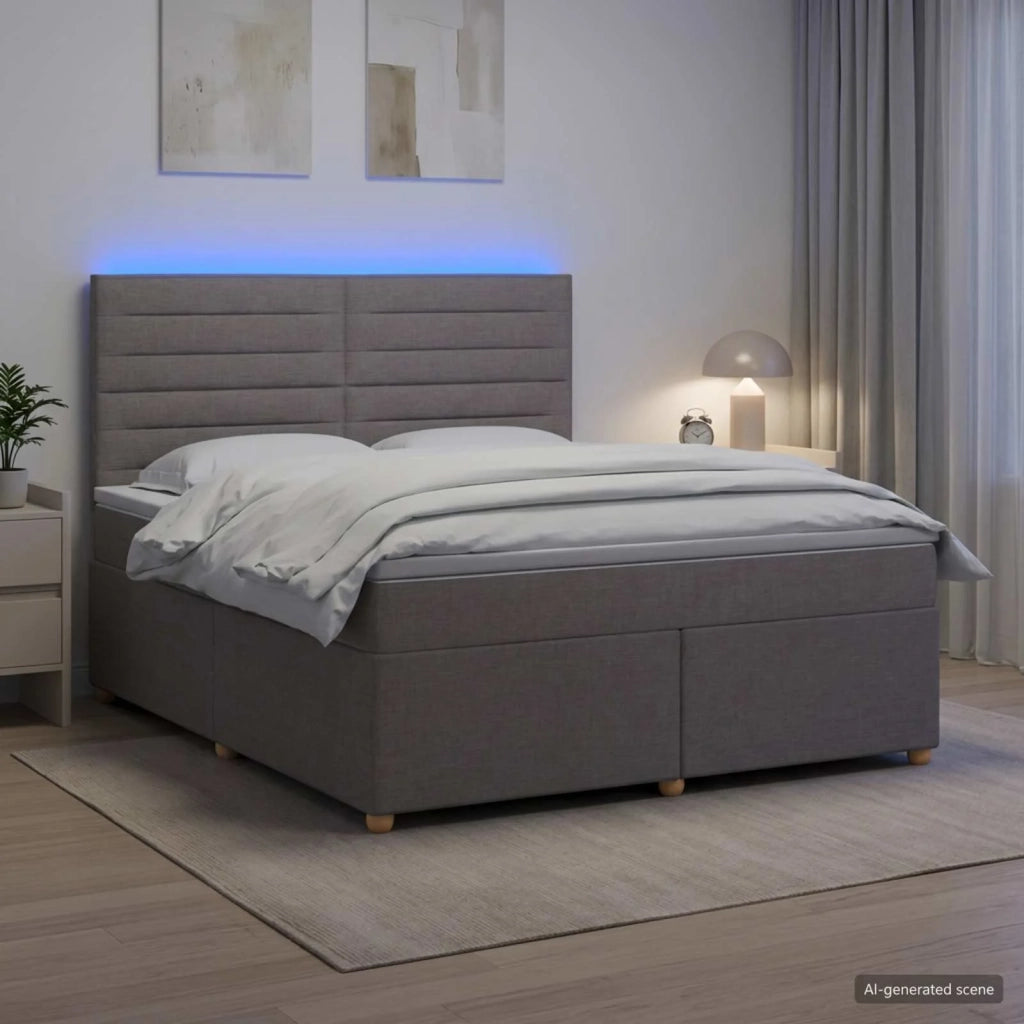 Letto box spring con materasso Tortora 140 x 200 cm Tessuto 3455361