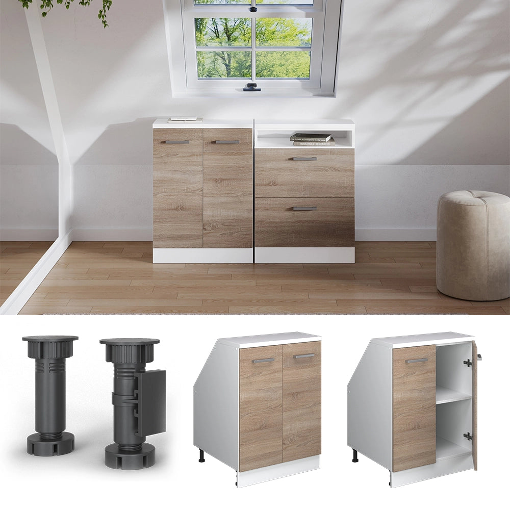 Mobile sottotetto Rion Sonoma/Bianco 60 x 83.8 cm con 2 porte, carcassa 60 cm profondità Vicco