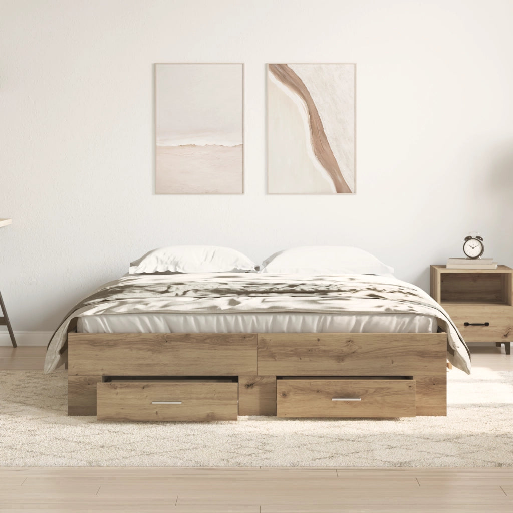 Struttura Letto con Cassetti Rovere artigianale Legno ingegnerizzato