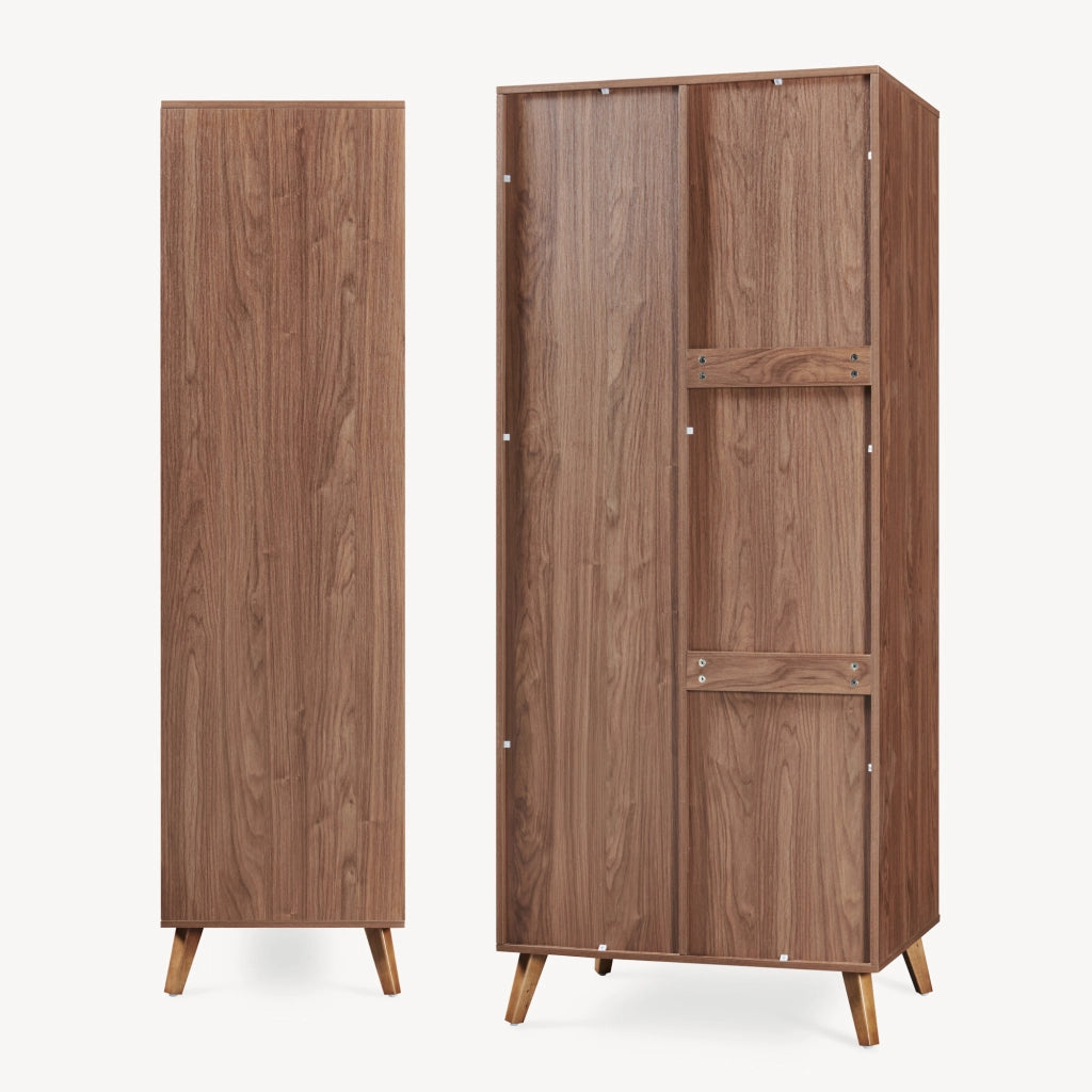 Armadio Guardaroba Norg con 2 Ante e 4 Scomparti 191x80x52 cm - Effetto Noce [en.casa]