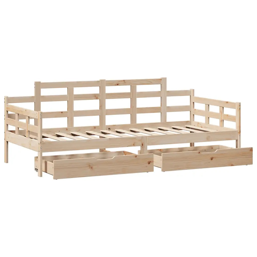 Dormeuse con Cassetti 80x200 cm in Legno Massello di Pino 3302122